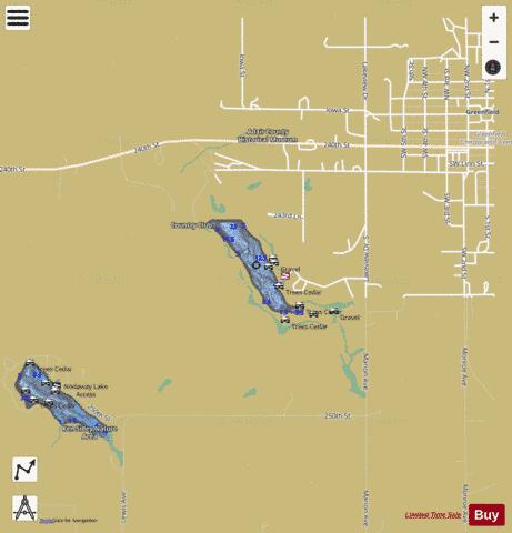Greenfield Lake depth contour Map - i-Boating App