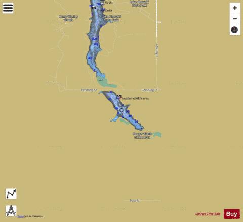Hooper State Game Area depth contour Map - i-Boating App
