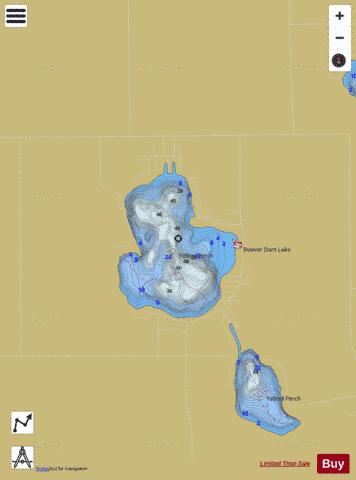 Beaver Dam Lake depth contour Map - i-Boating App