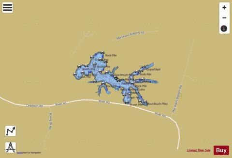 Benjy Kinman Lake depth contour Map - i-Boating App