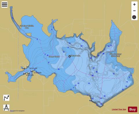 Fall River Reservoir depth contour Map - i-Boating App