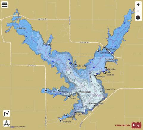 Hillsdale Reservoir depth contour Map - i-Boating App