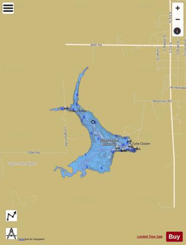 Yates Center Old Reservoir depth contour Map - i-Boating App