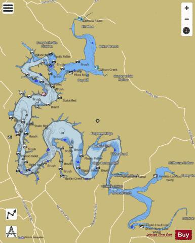 Green River Lake depth contour Map - i-Boating App