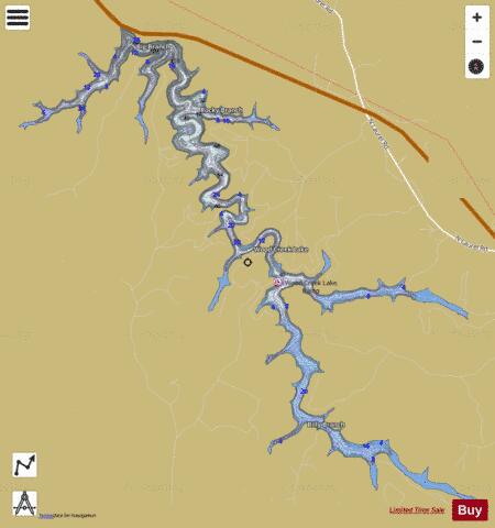 Wood Creek Lake depth contour Map - i-Boating App