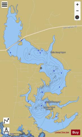 Cypress Bayou Reservoir depth contour Map - i-Boating App