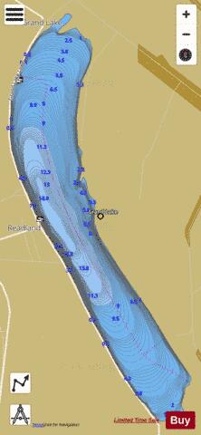 Grand Lake depth contour Map - i-Boating App