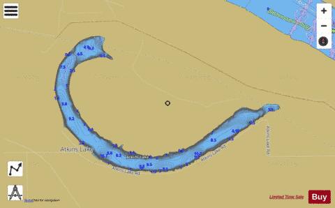 Atkins Lake depth contour Map - i-Boating App