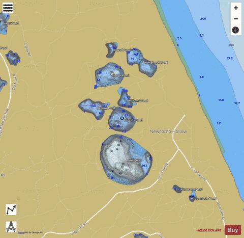 Higgins Pond depth contour Map - i-Boating App