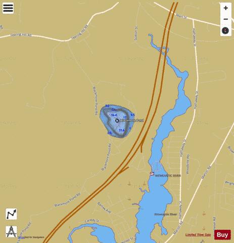 Blackmore Pond depth contour Map - i-Boating App