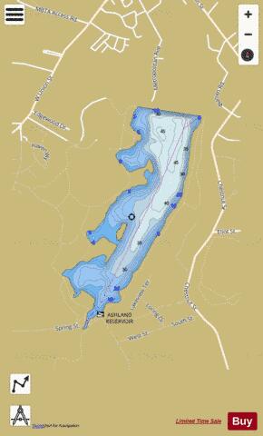 Ashland Reservoir depth contour Map - i-Boating App
