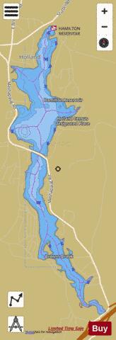 Hamilton Reservoir depth contour Map - i-Boating App