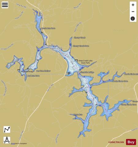 Deep Creek Lake depth contour Map - i-Boating App