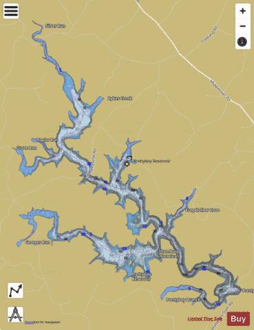 Prettyboy Reservoir depth contour Map - i-Boating App