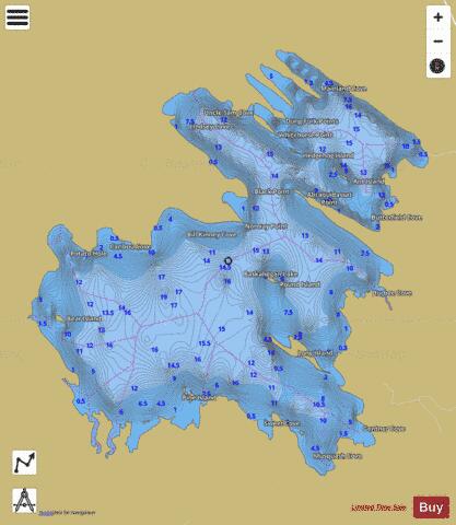Baskahegan Lake depth contour Map - i-Boating App