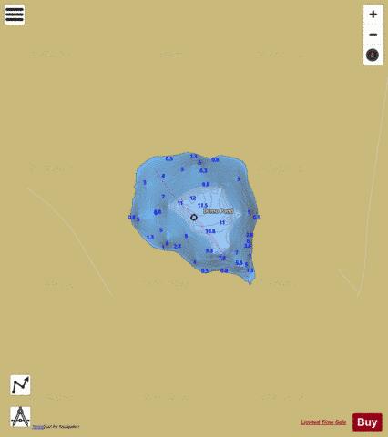 Demo Pond depth contour Map - i-Boating App