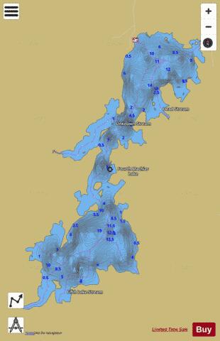 Fourth Machias Lake depth contour Map - i-Boating App