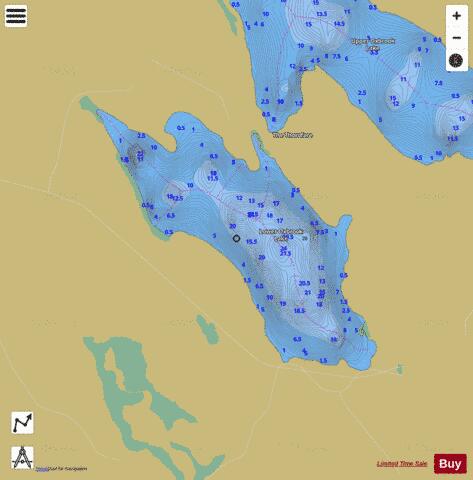 Lower Oxbrook Lake depth contour Map - i-Boating App