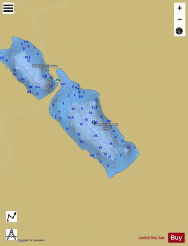 Lower Unknown Lake depth contour Map - i-Boating App