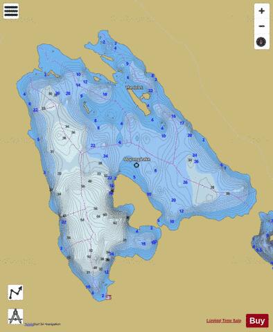 Mopang Lake depth contour Map - i-Boating App