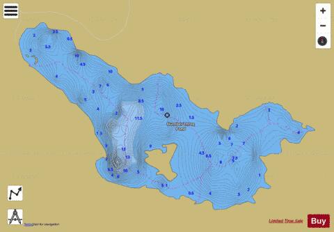 Number Three Pond depth contour Map - i-Boating App