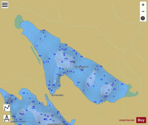 Upper Oxbrook Lake depth contour Map - i-Boating App