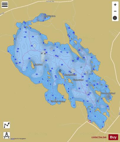 Meddybemps Lake depth contour Map - i-Boating App