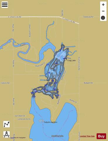 Craig Lake depth contour Map - i-Boating App