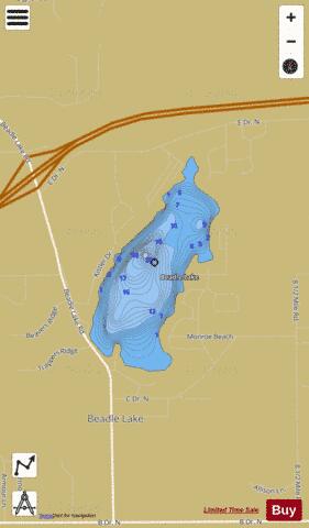 Beadle Lake depth contour Map - i-Boating App