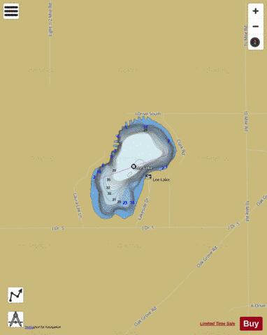 Lee Lake depth contour Map - i-Boating App