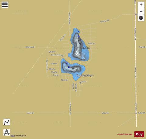 Twin Lake (south) depth contour Map - i-Boating App