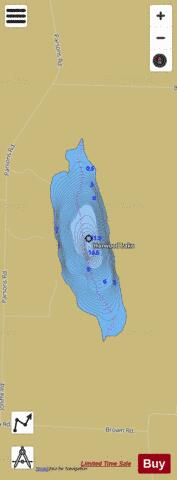 Harwood Lake depth contour Map - i-Boating App