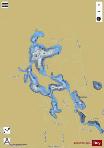 Twin Lake (north) depth contour Map - i-Boating App