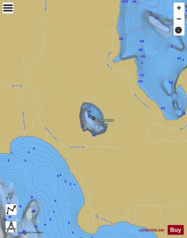 Vincent Lake depth contour Map - i-Boating App