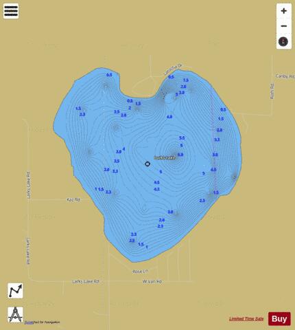 Larks Lake depth contour Map - i-Boating App
