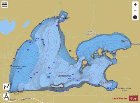 Lac Vieux Desert depth contour Map - i-Boating App