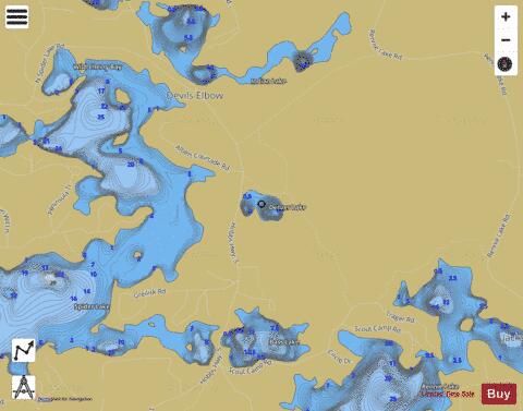 Denzer Lake depth contour Map - i-Boating App