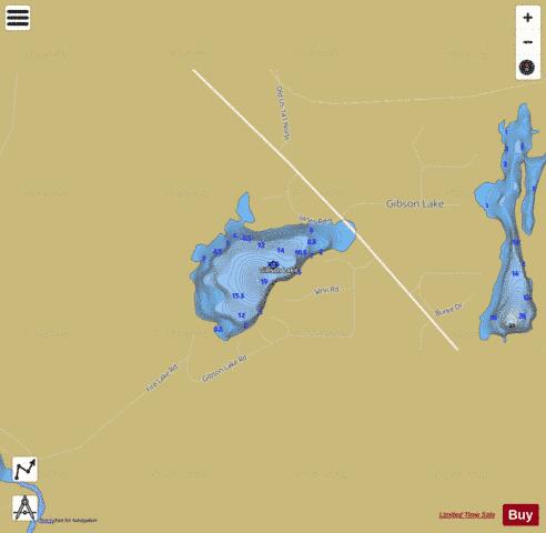 Gibson Lake depth contour Map - i-Boating App
