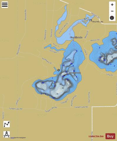 Farewell Lake depth contour Map - i-Boating App