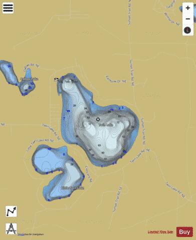 Twin Lake depth contour Map - i-Boating App