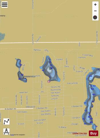 Paradise Lake depth contour Map - i-Boating App