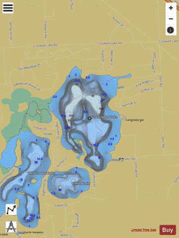 East Crooked Lake depth contour Map - i-Boating App