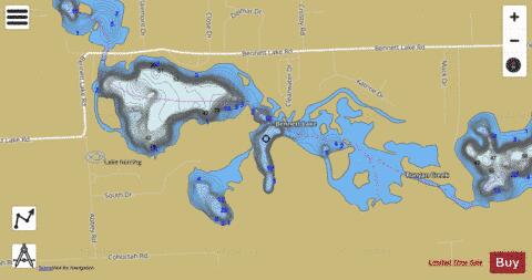 Bennett Lake depth contour Map - i-Boating App