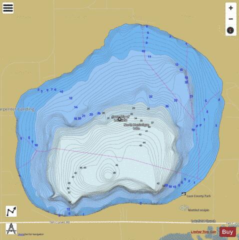 North Manistique Lake depth contour Map - i-Boating App
