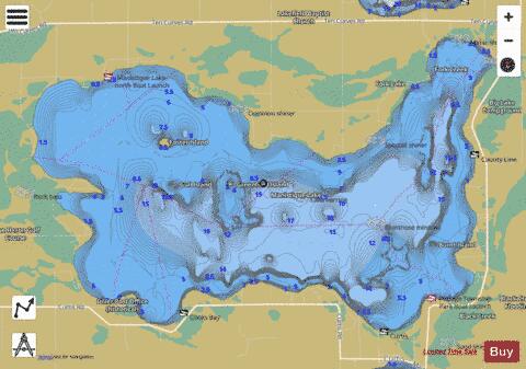 Manistique Lake depth contour Map - i-Boating App
