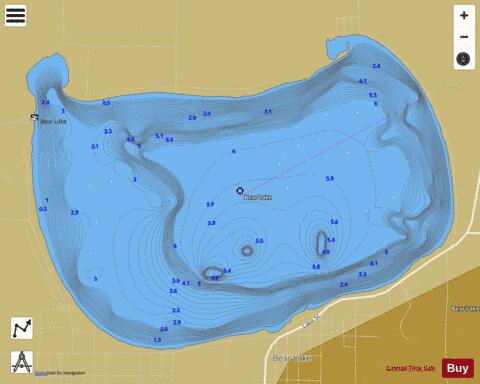 Bear Lake depth contour Map - i-Boating App