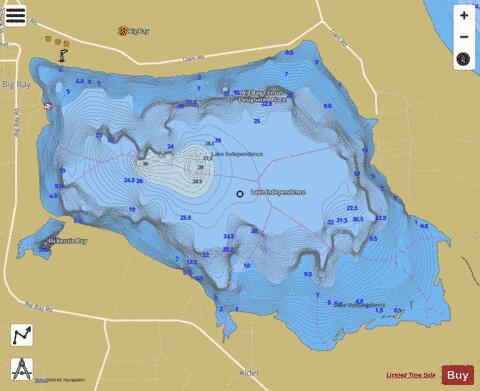 Lake Independence depth contour Map - i-Boating App