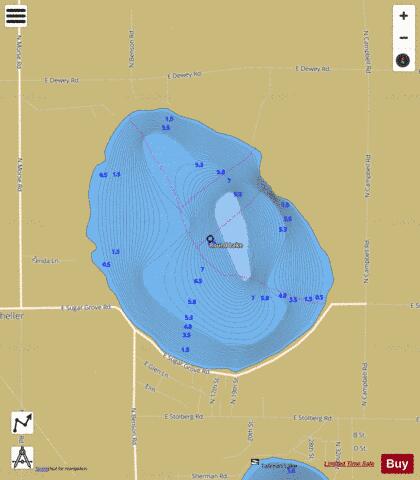Round Lake depth contour Map - i-Boating App