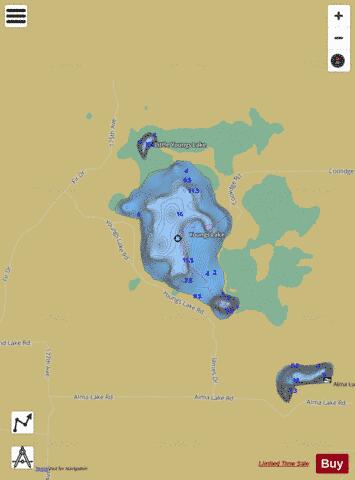 Youngs Lake depth contour Map - i-Boating App
