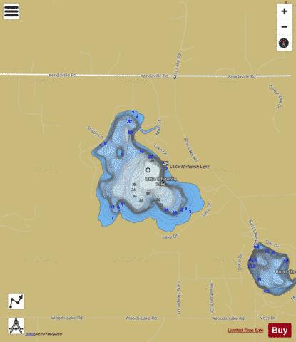 Little Whitefish Lake depth contour Map - i-Boating App